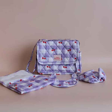 Dolls Nappy Bag Set - Lilac Cherry